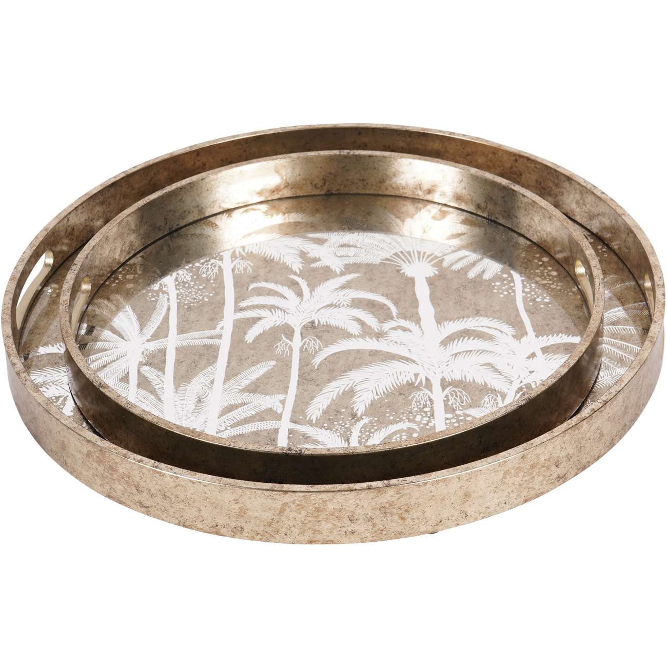 Gold Mirror Palm Trays