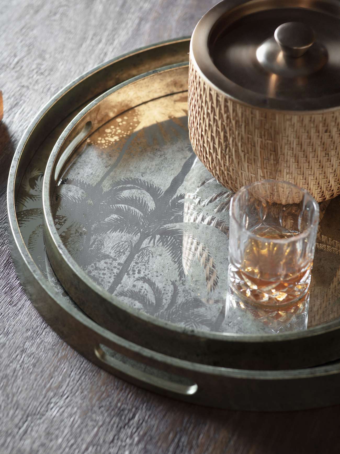 Gold Mirror Palm Trays