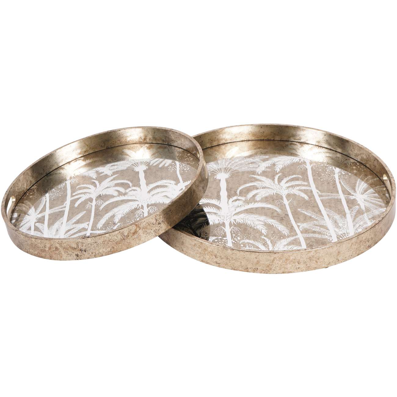 Gold Mirror Palm Trays