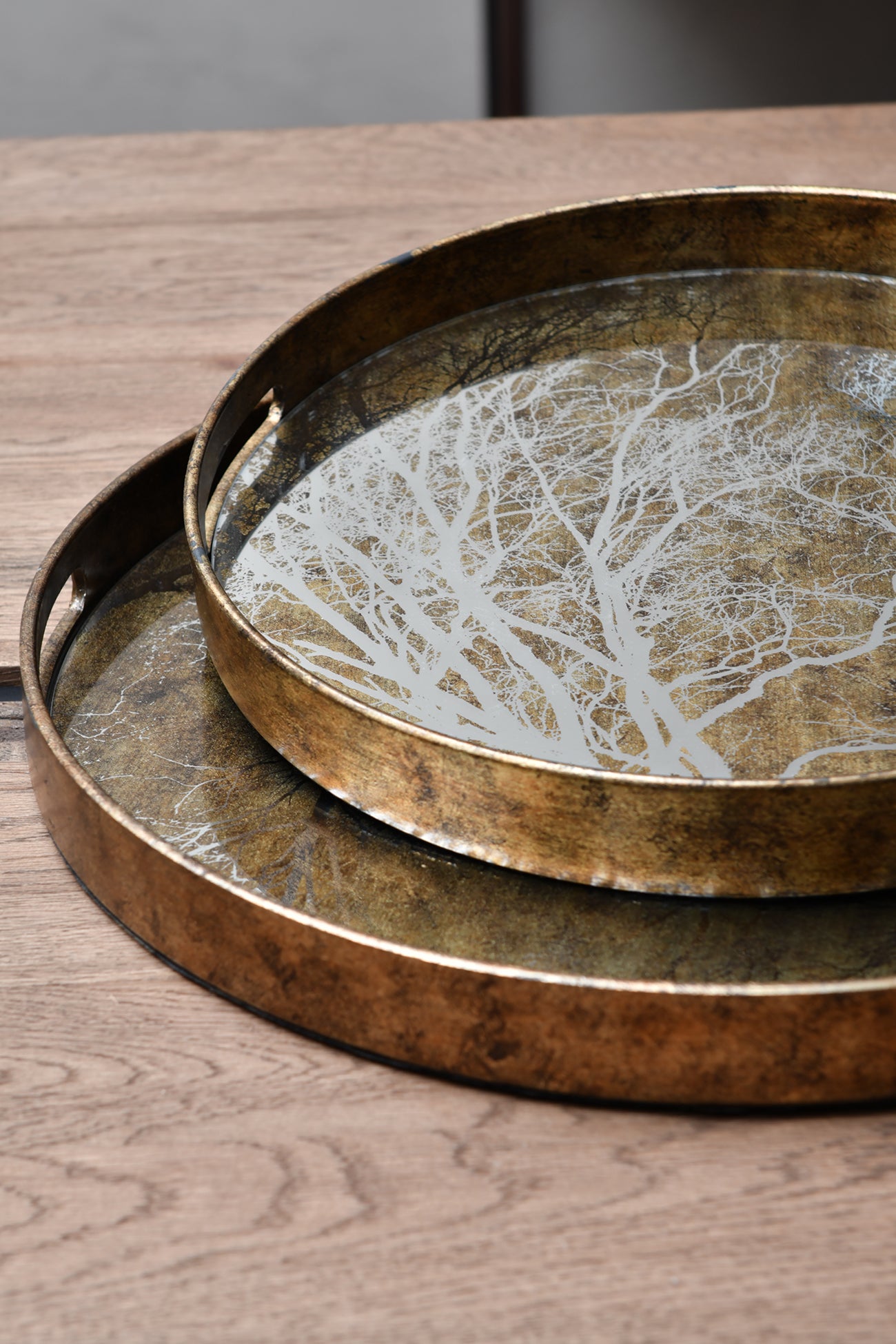 Gold Mirror Tree Trays