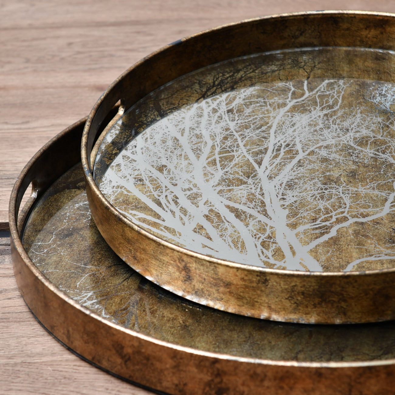 Gold Mirror Tree Trays