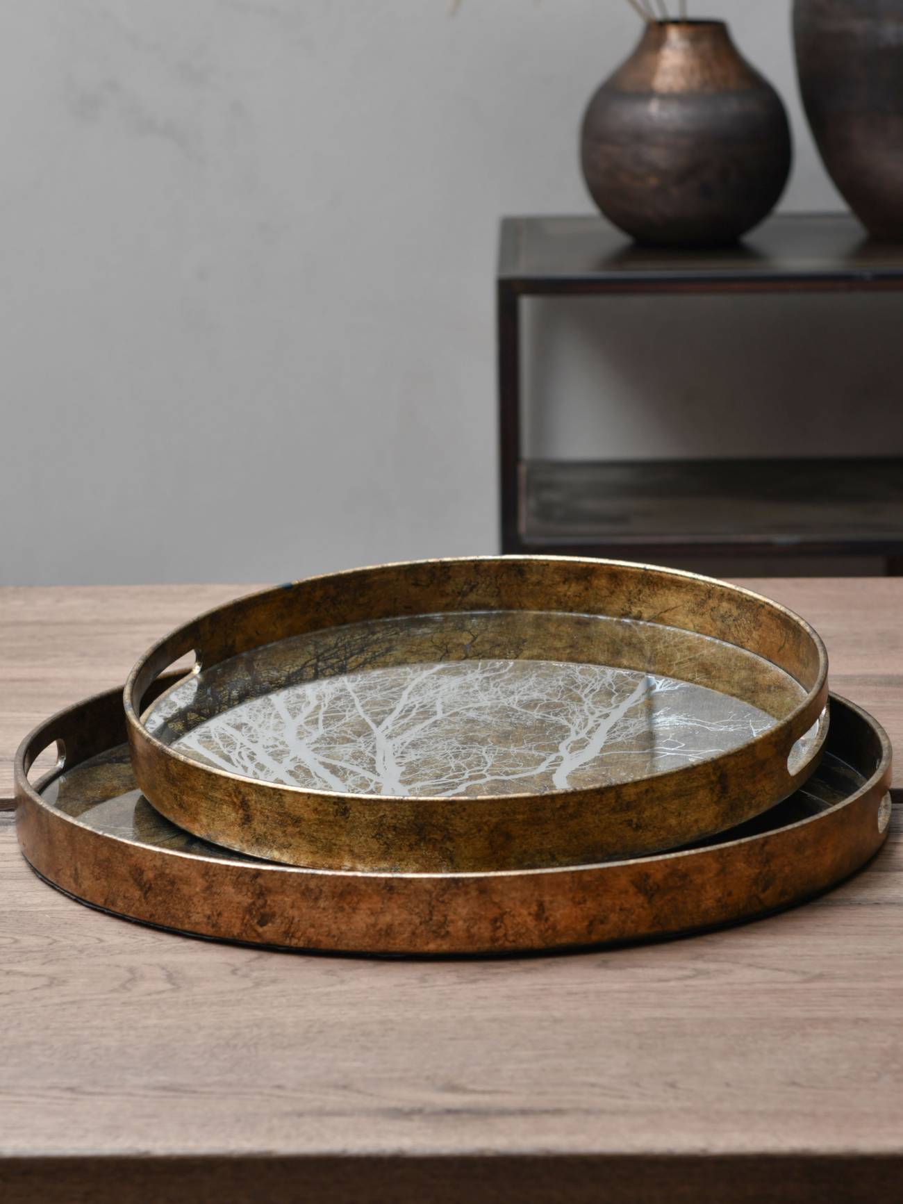 Gold Mirror Tree Trays