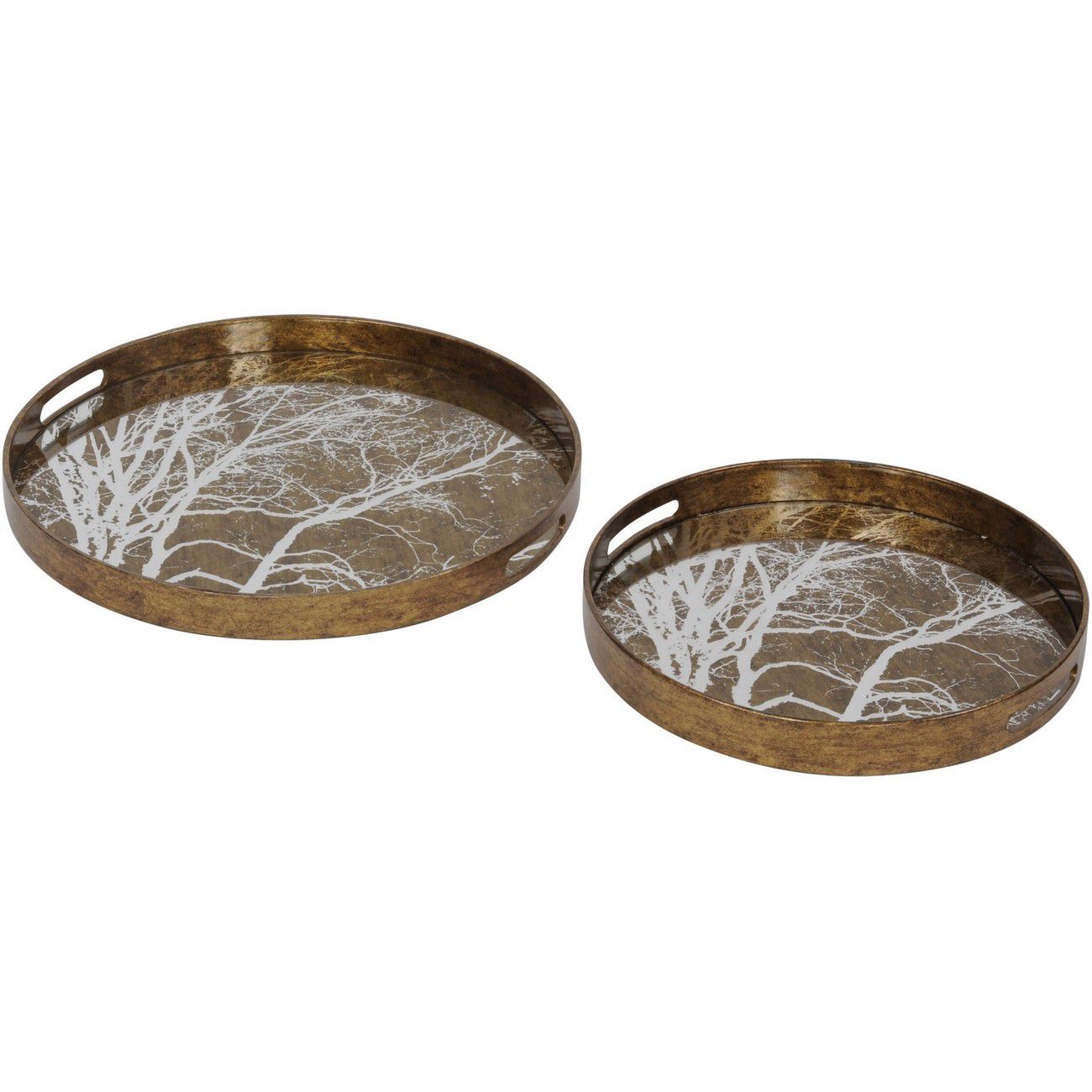 Gold Mirror Tree Trays