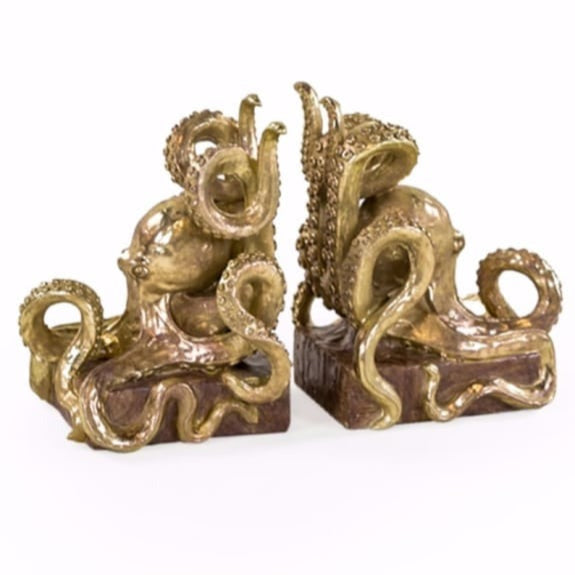 Gold Octopus Book Ends