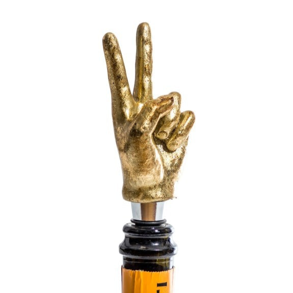 Gold Peace Sign Bottle Stopper