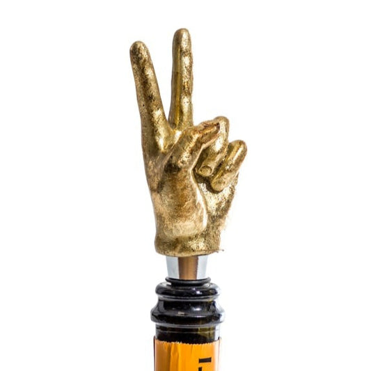 Gold Peace Sign Bottle Stopper