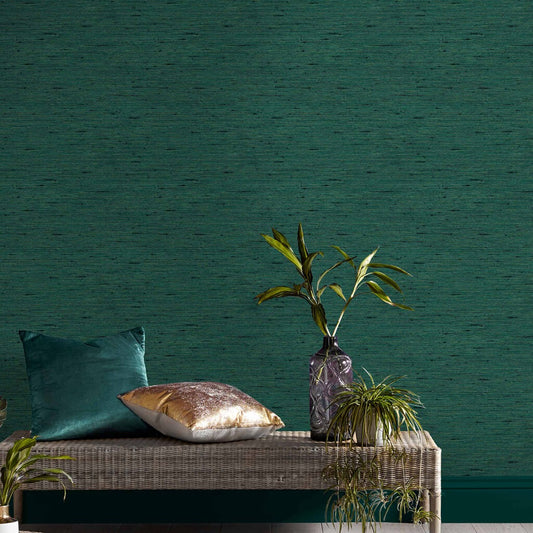 Green Silk Textured Wallpaper