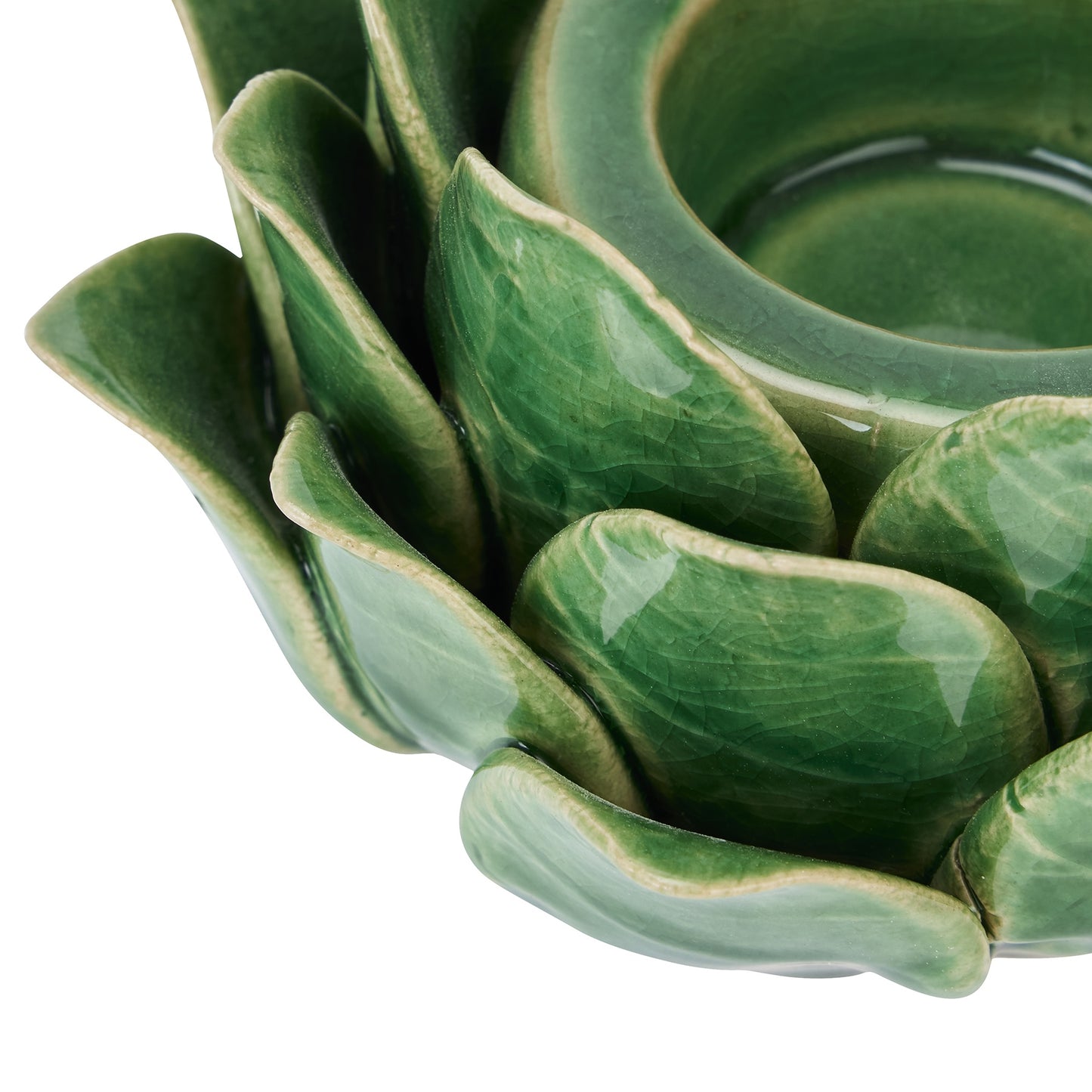 Green Glaze Artichoke Tea Light Holder