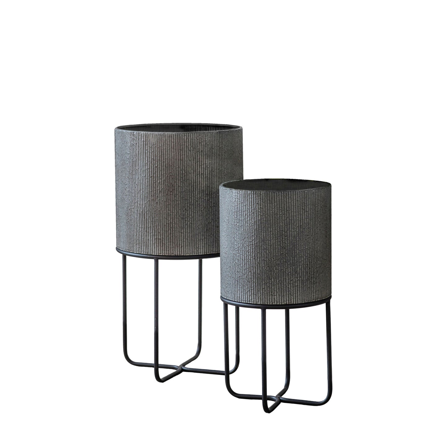 Textured Grey Planters Set of 2