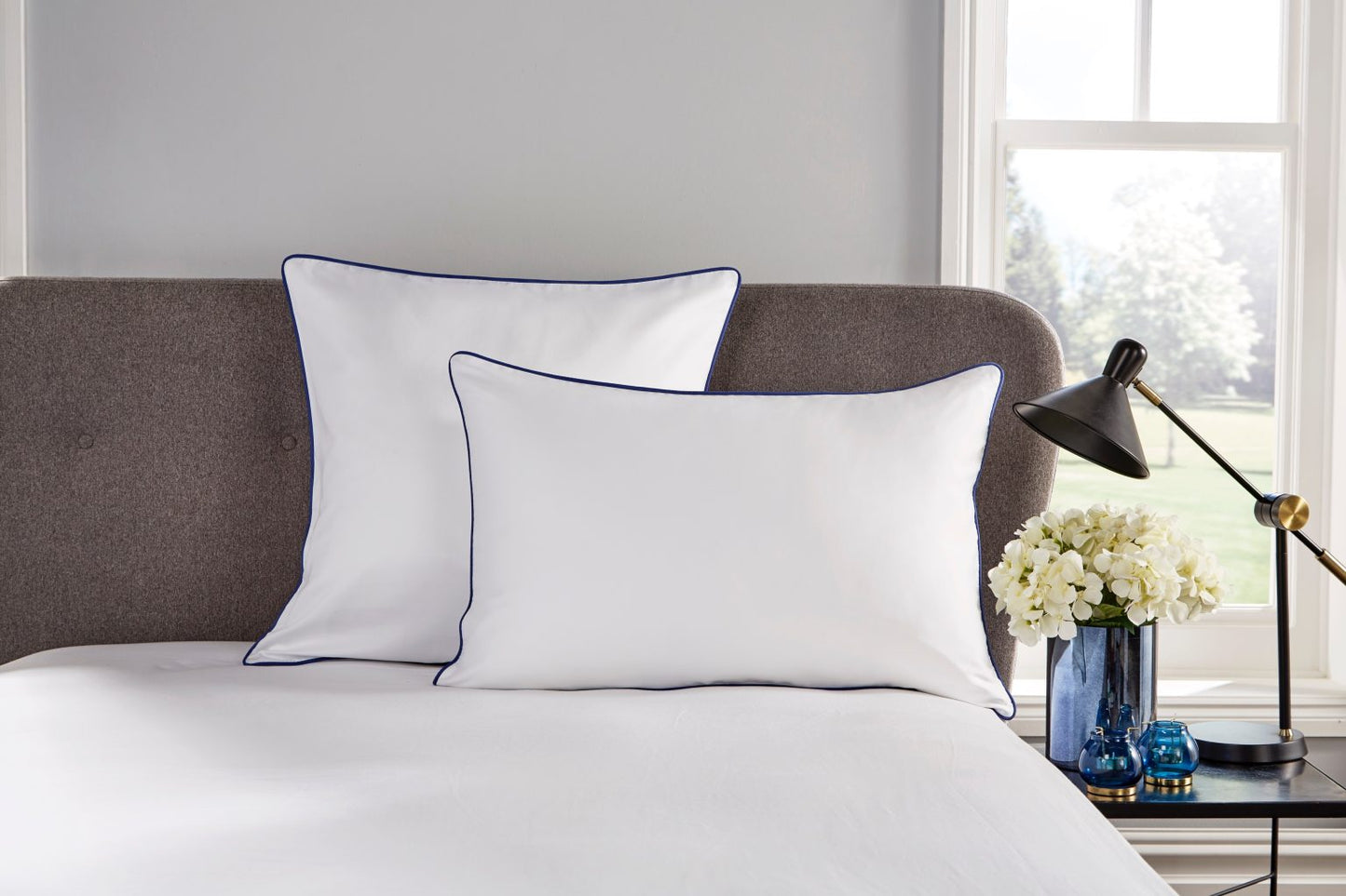 Navy Blue Piped Edge Bed Linen