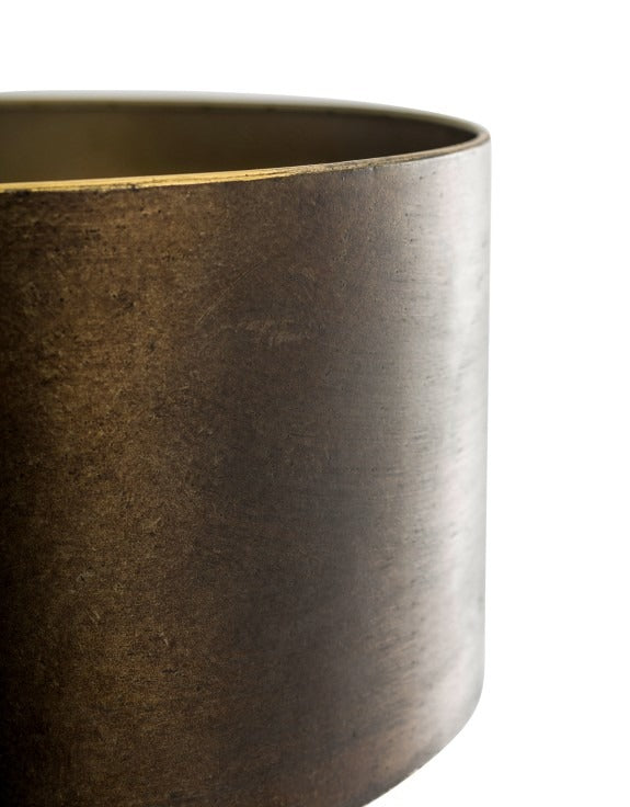 Industrial Bronze Metal Floor Lamp Brown Lampshade Detail Photo 3