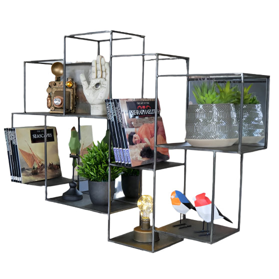 Industrial Metal Mirrored Wall Unit