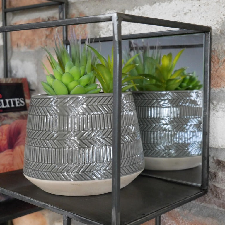 Industrial Metal Mirrored Wall Unit