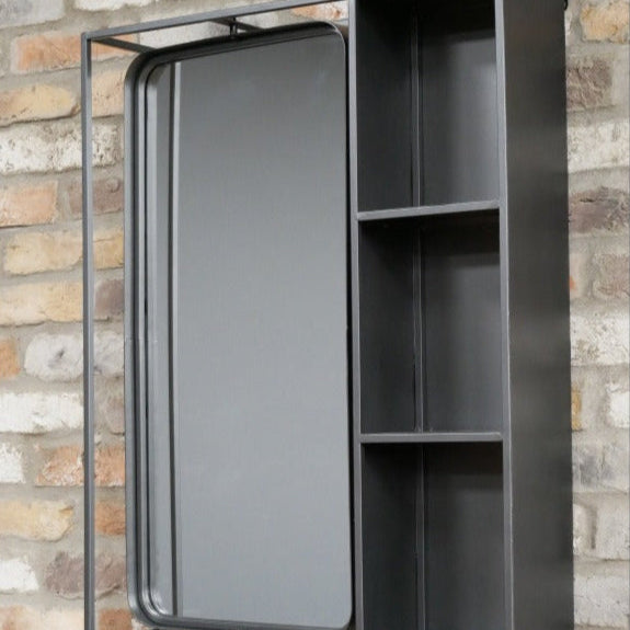 Industrial Mirrored Wall Shelf Unit