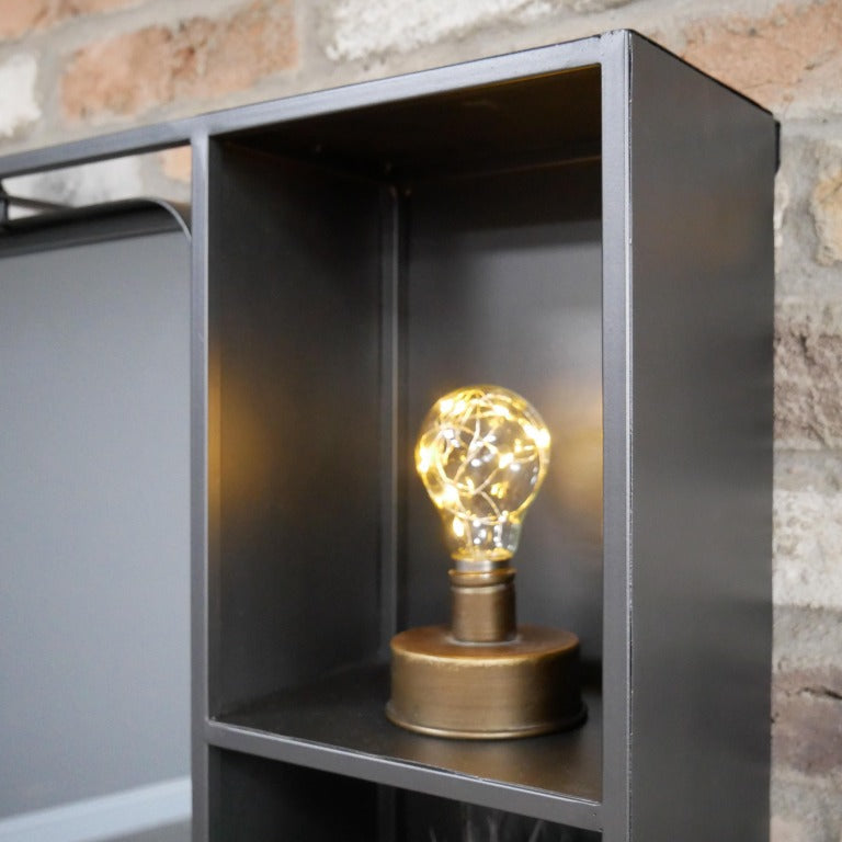 Industrial Mirrored Wall Shelf Unit