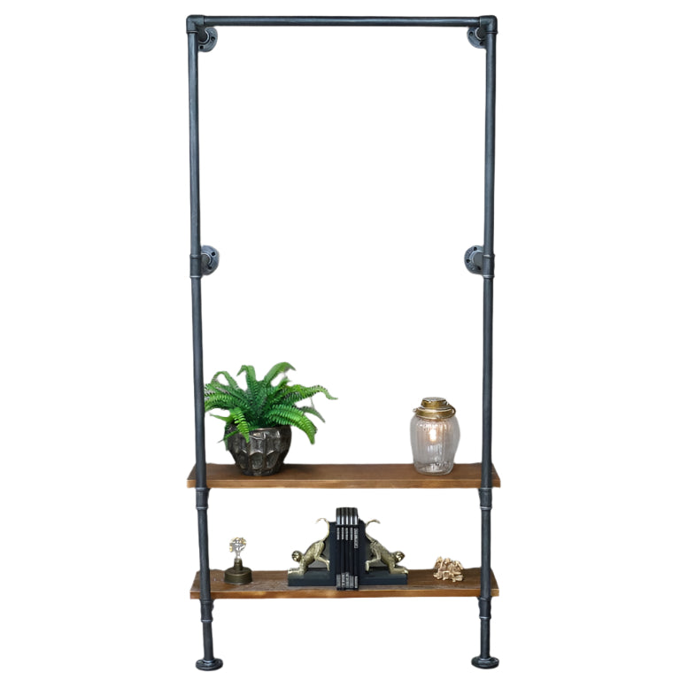 This Industrial Pipe Hallway Shelf goes above and beyond with its bold steel grey metal pipe design, injecting a daring urban vibe into your entryway! Featuring four round fixing plates, it secures firmly to your wall while bringing raw industrial charm. Two rustic reclaimed wood shelves at the base provide practical shoe storage, making this piece both unique and functional. Upgrade your storage game!
1.95 metres tall.
