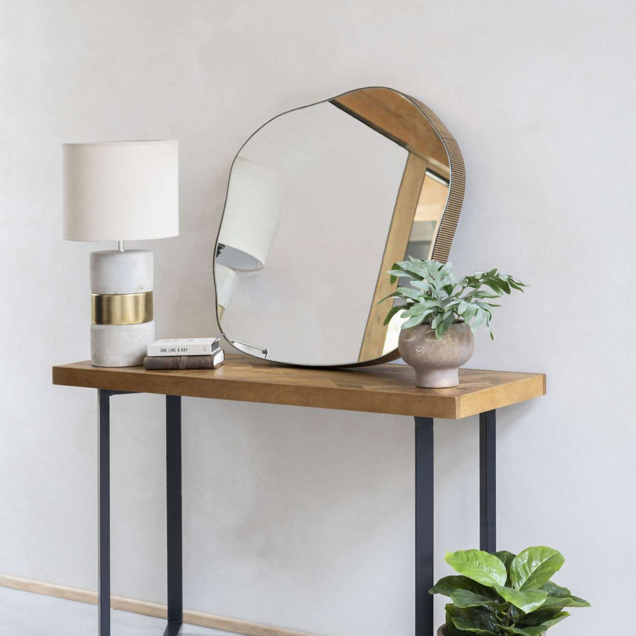 Industrial Style Table Lamp with Gold Band