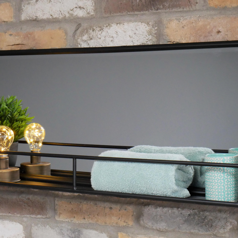 Industrial Wall Mirror With Shelf