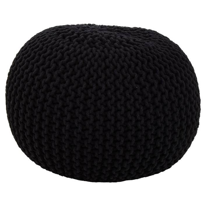 Knitted Black Pouffe