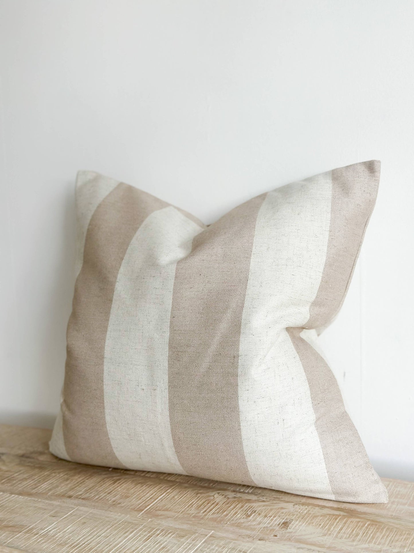 Linen Blend Bold Beige Stripe Cushion