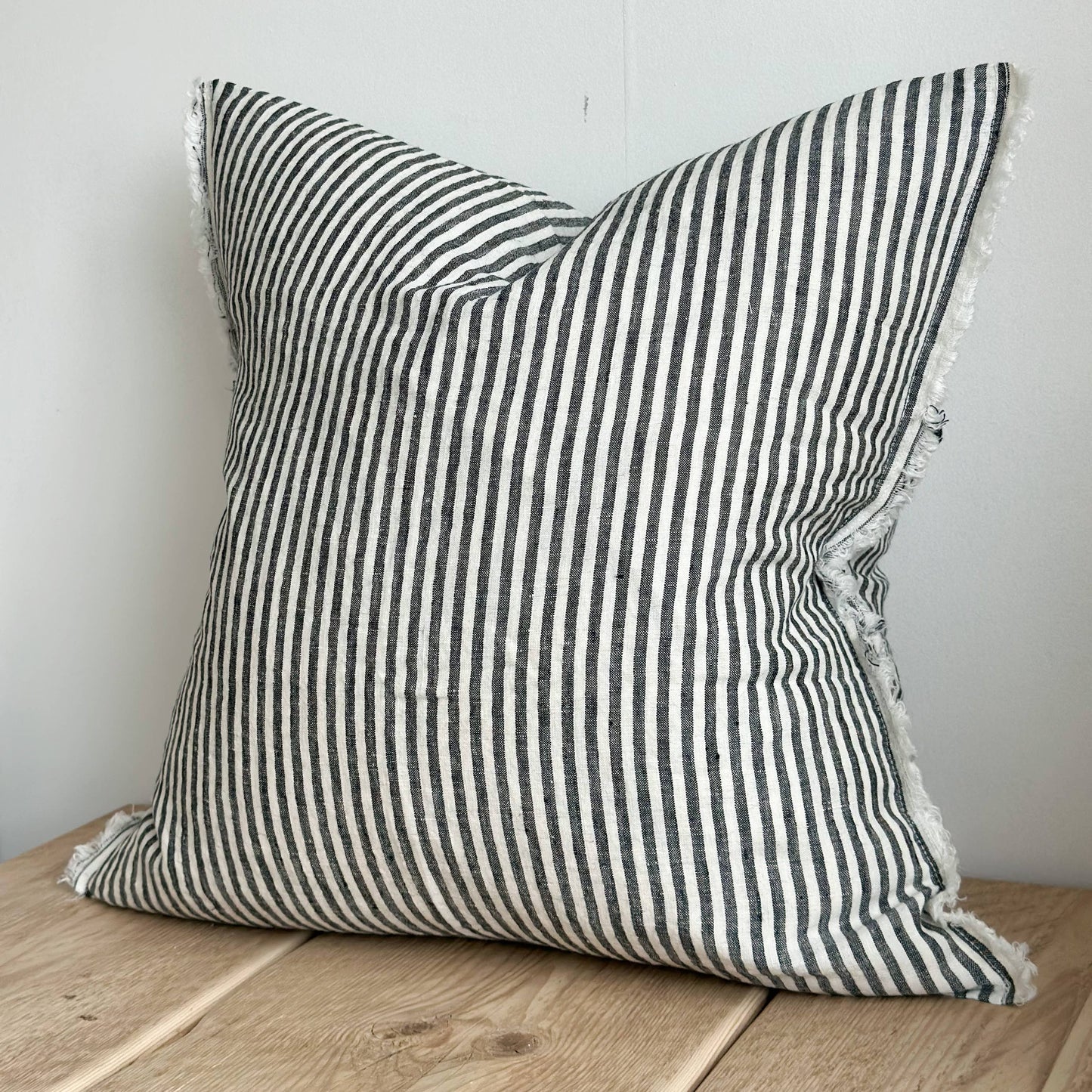 Frayed Edge Charcoal Stripes Cushion