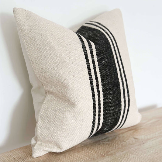 Black and Cream Stripe Cushion