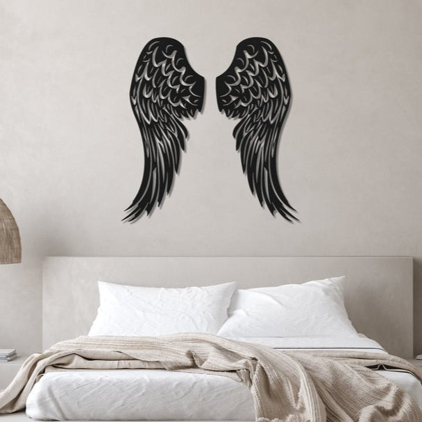 Black Metal Angel Wing Wall Art