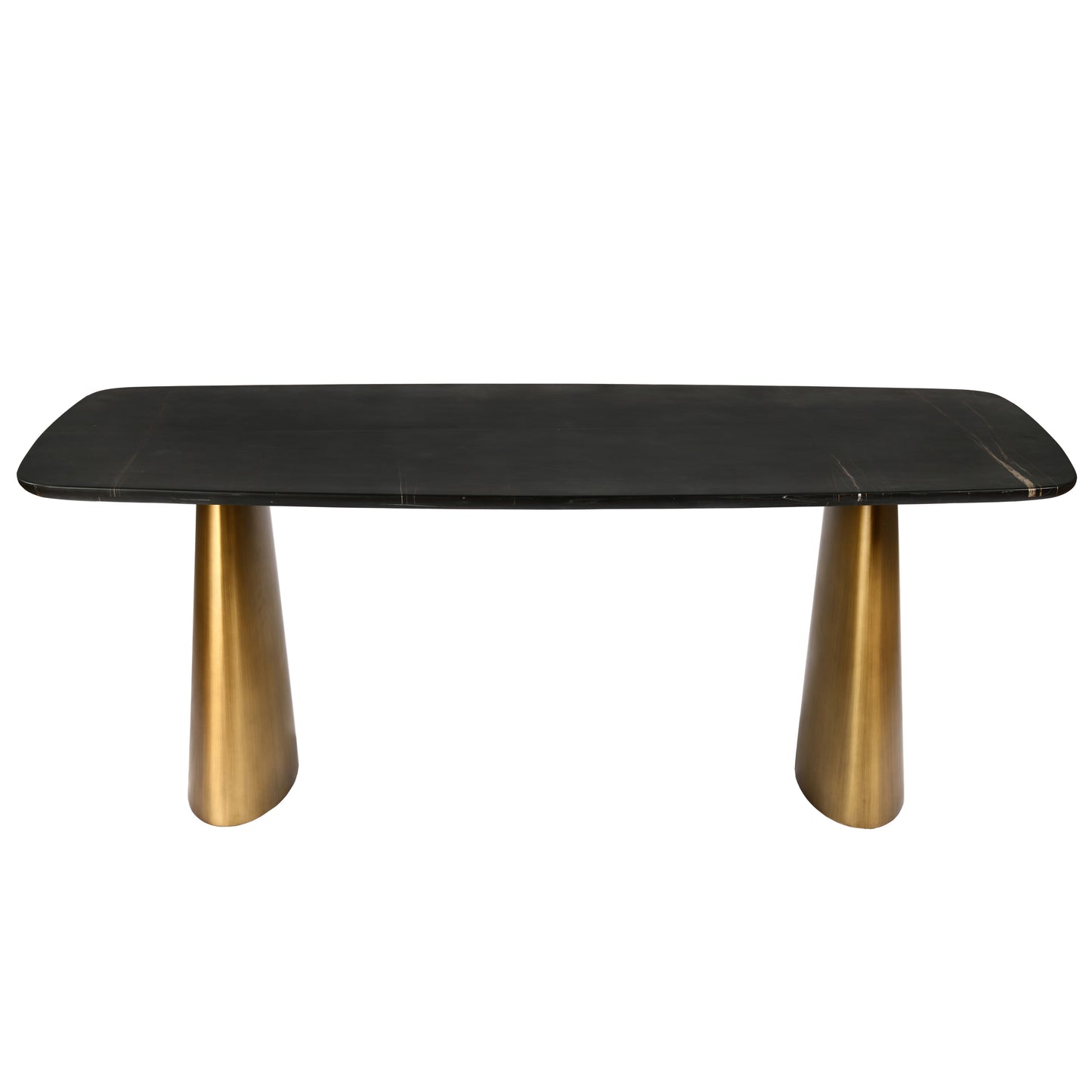 Black table with gold legs on a white background