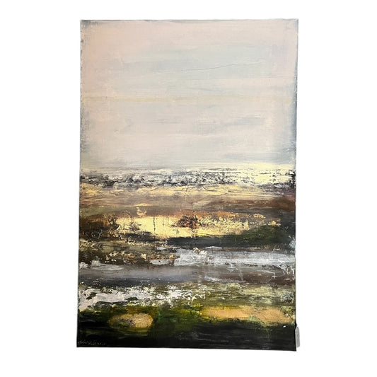 'Moorlands' Mixed Media Original Painting, Oil Abstract Julia Talbott Dunn Gold