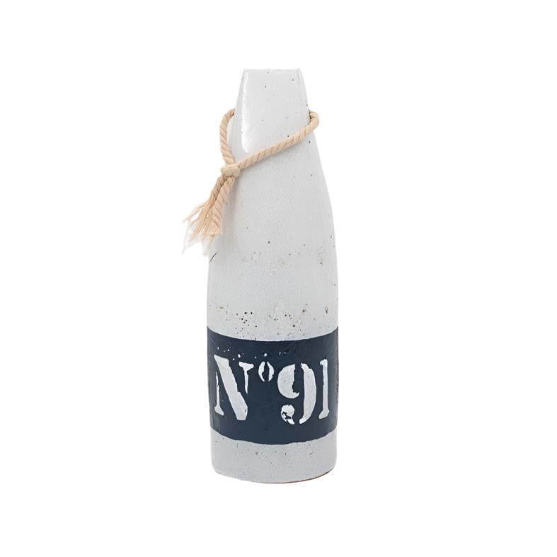 White and Blue Nautical Buoy Vase