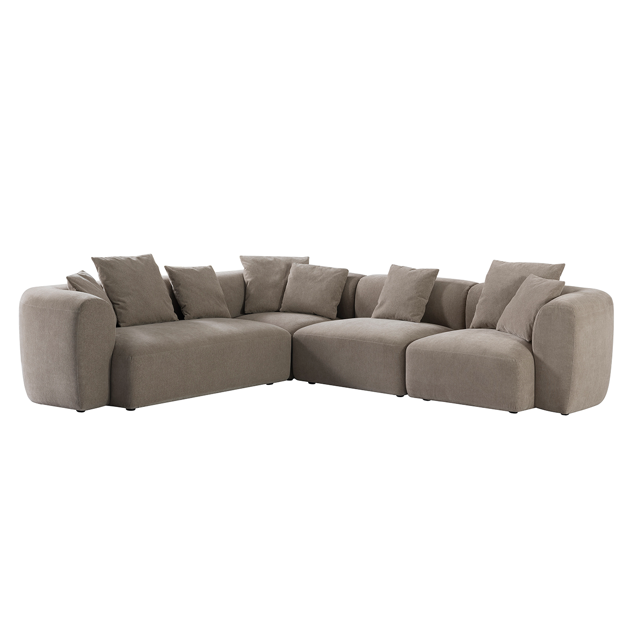 Gray sectional sofa on a white background