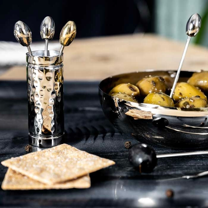 Gold and Silver Olive Cocktail Skewer Set