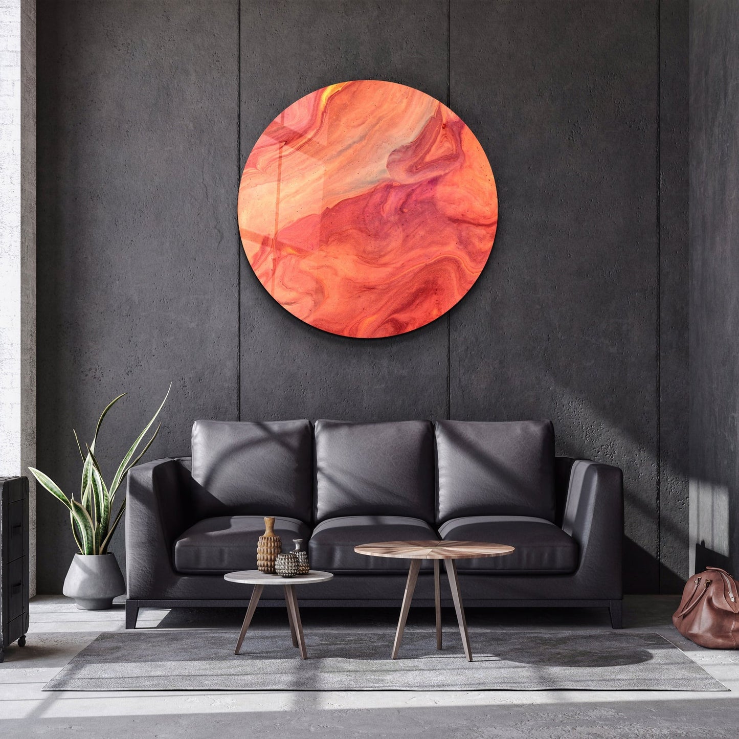 Orange and Red Marble Glass Wall Art