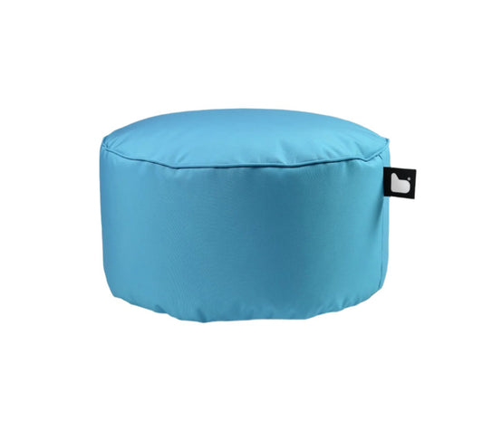 Outdoor Polyester Poufe in Aqua Blue