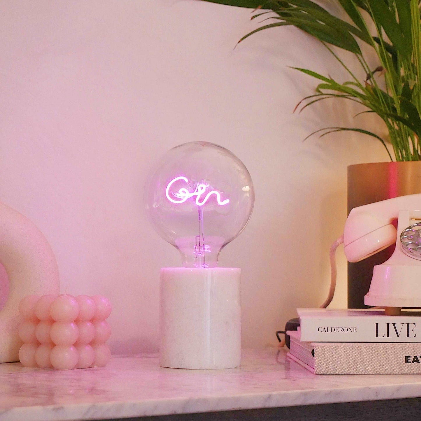 Pink Neon Gin Filament Text Light Bulb E27 Screw Bulb