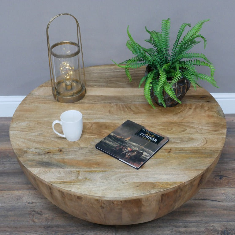 Round Mango Wood Coffee Table