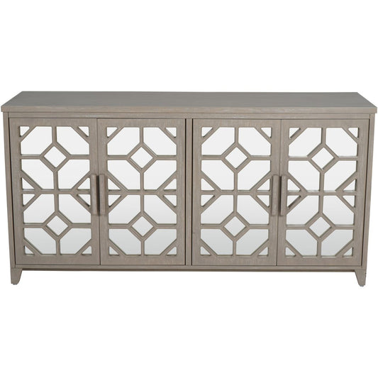 Rural Chic Wooden Cabinet, Four Doors and Glass surface.