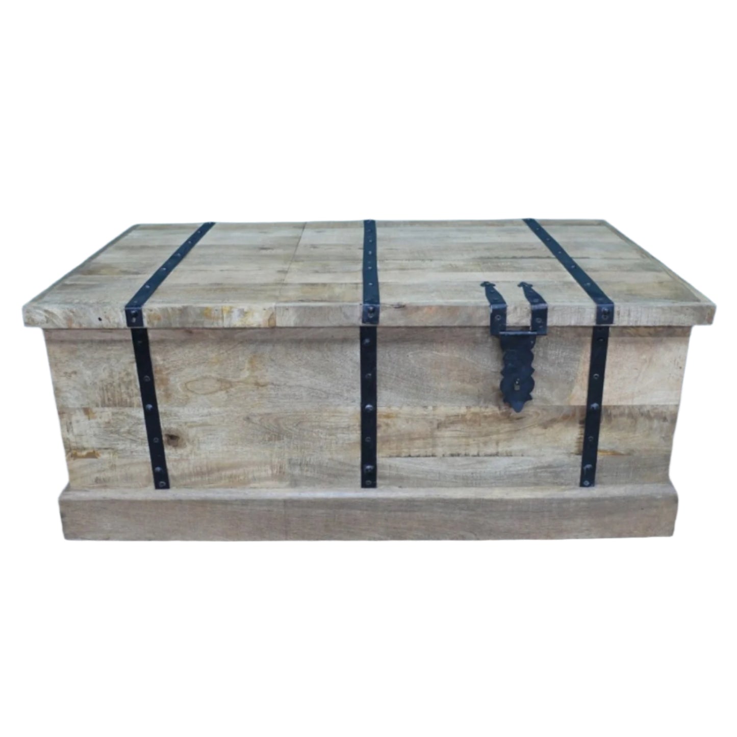 Embrace rustic style with this Rustic Wood Wine Trunk, which provides both a surface to place your favourite items on, and storage for your favourite bottles. Its rugged charm is amplified by an integrated wine rack in a crate design, perfect for showcasing your favourite bottles with flair. The spacious trunk compartment offers ample hidden storage, keeping your space effortlessly organised! Ideal for rustic, boho and coastal spaces.