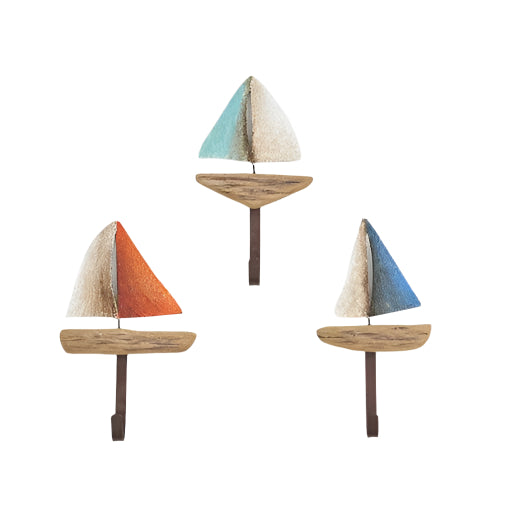 Sail Boat Coat Hooks (Set of 3)