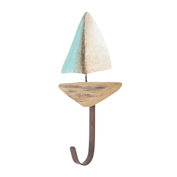 Blue and Red Sail Boat Coat Hooks (Set of 3)