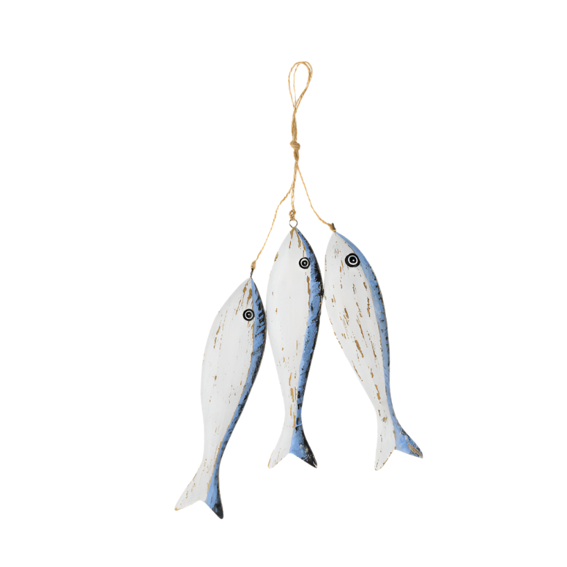 Blue and White Wooden Sardines