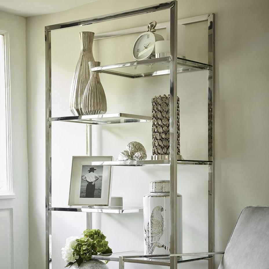 Stainless Steel Floating Style Glass Six Shelf Shelf Display Unit Photo 2