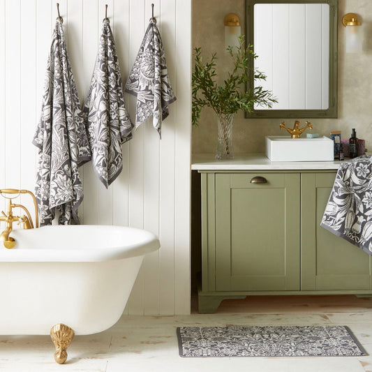 William Morris Slate and White Sunflower Bath Linen