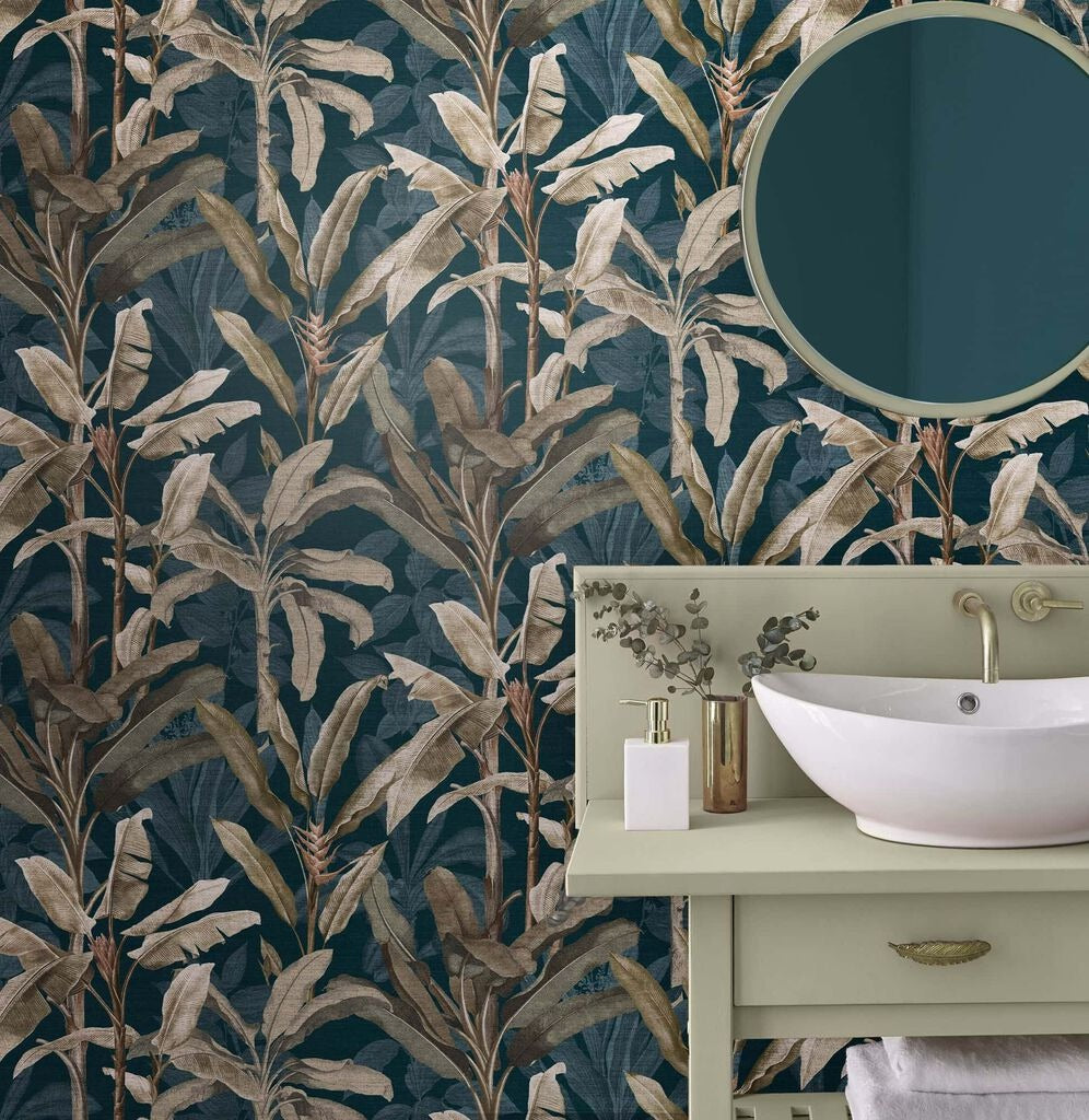 Blue Banana Leaf Wallpaper