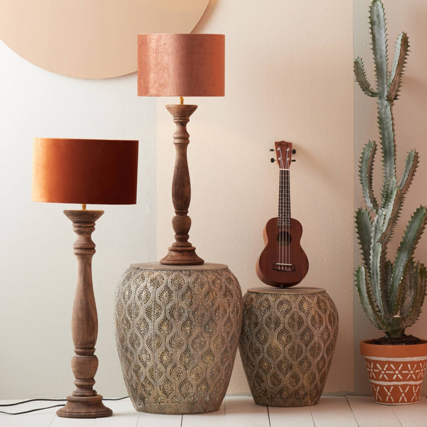 Terracotta Velour Velvet Lampshade