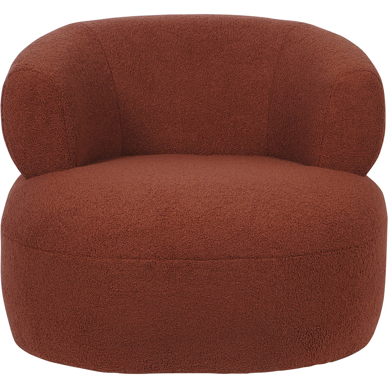 curved terracotta armchair on a white background