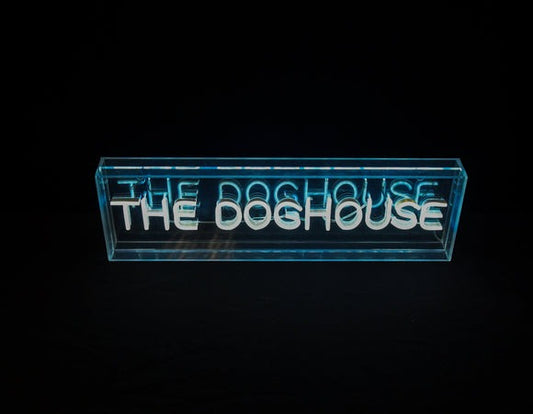 White Blue The Dog House Neon LED Sign Light USB Powered
