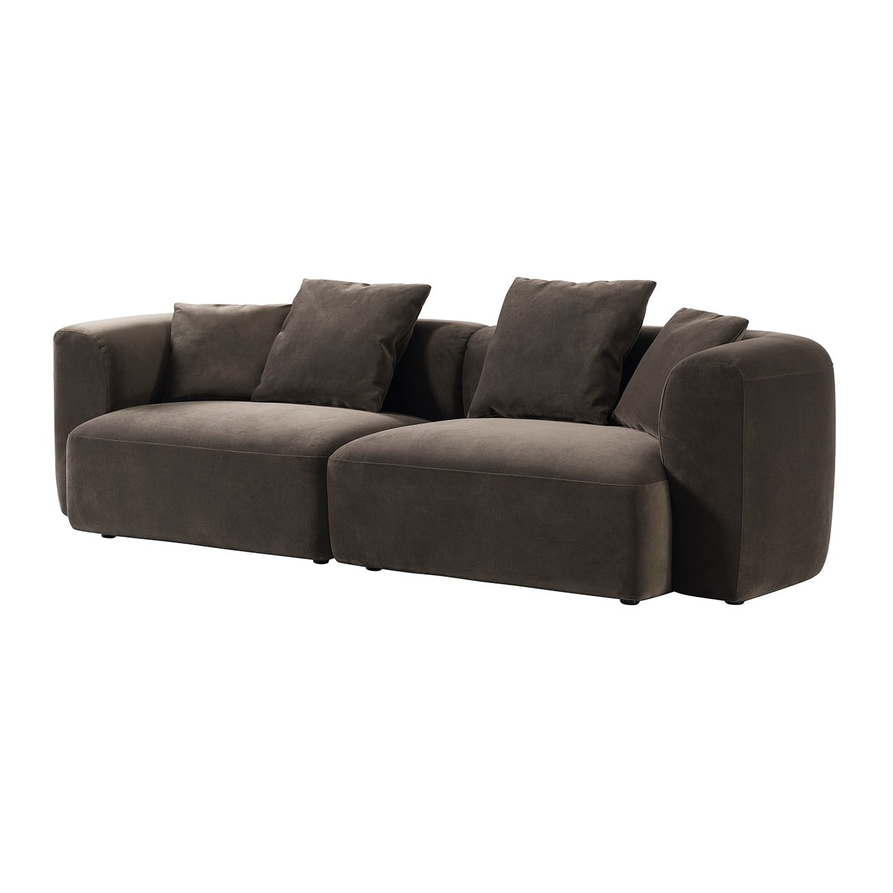 Brown sectional sofa on a white background