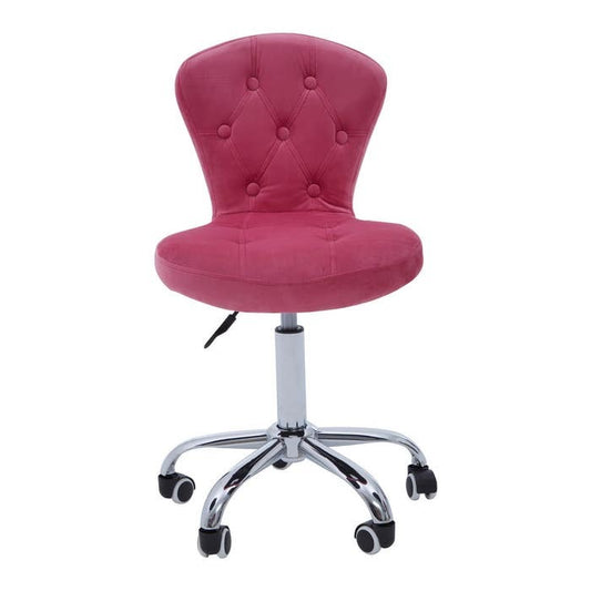 Velvet Fuchsia Pink Buttoned Office Chair
