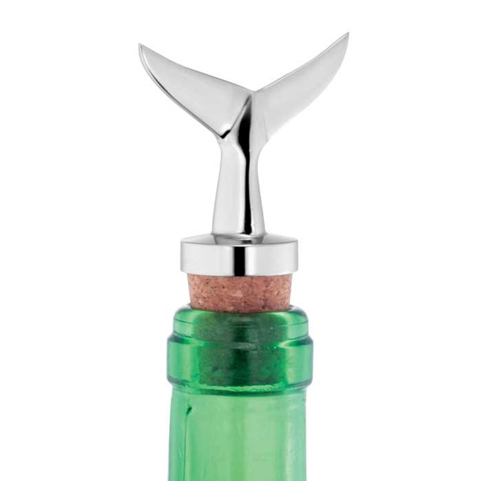 Silver Whale Tail Bottle Stopper